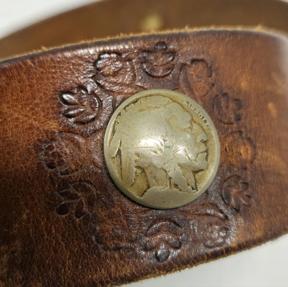 Vintage Belt Buckle w/ 1900 Morgan Silver Plated Dollar by‎ Chambers Belt Co.